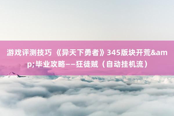 游戏评测技巧 《异天下勇者》345版块开荒&毕业攻略——狂徒贼（自动挂机流）