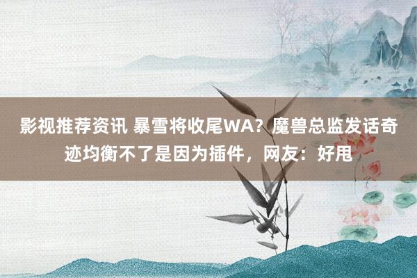 影视推荐资讯 暴雪将收尾WA？魔兽总监发话奇迹均衡不了是因为插件，网友：好甩