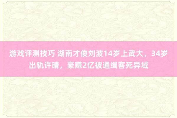 游戏评测技巧 湖南才俊刘波14岁上武大，34岁出轨许晴，豪赚2亿被通缉客死异域