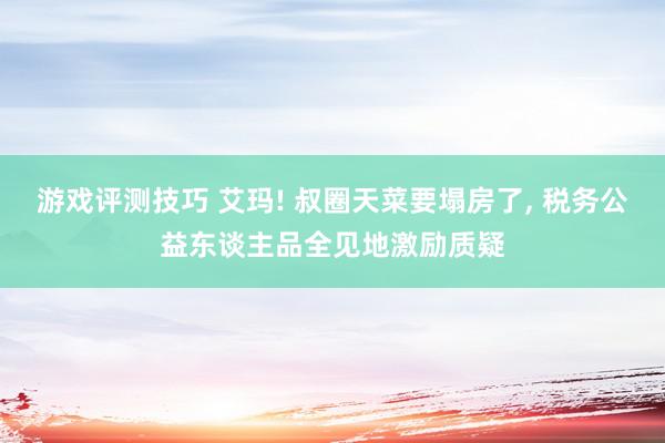 游戏评测技巧 艾玛! 叔圈天菜要塌房了, 税务公益东谈主品全见地激励质疑