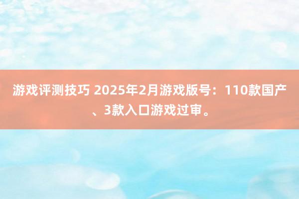 游戏评测技巧 2025年2月游戏版号：110款国产、3款入口游戏过审。