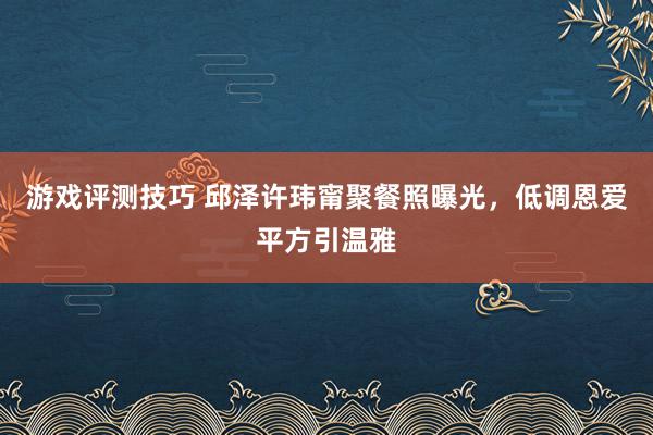 游戏评测技巧 邱泽许玮甯聚餐照曝光，低调恩爱平方引温雅